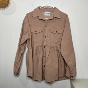Jinzhao Corduroy Babydoll Style Buttondown